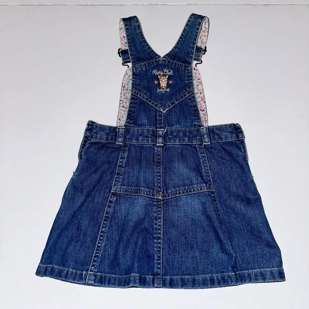 VTG Girls Toddler Overall Denim Pony Club Baby Gap Size 3T Skirtall jumper dress